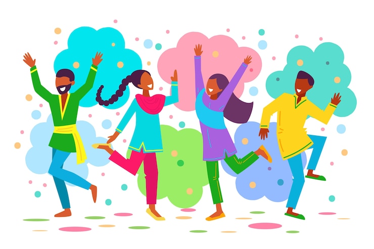 Vecteur gratuit les gens s'amusent au festival de holi