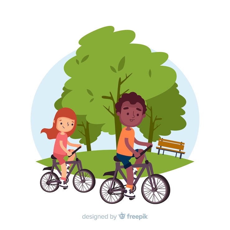 Vecteur gratuit les gens à vélo dans le parc