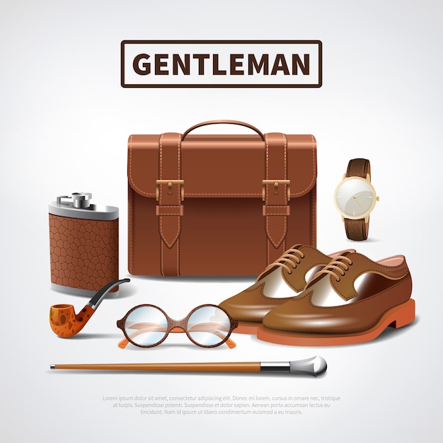 Vecteur gratuit gentleman accessories realistic set