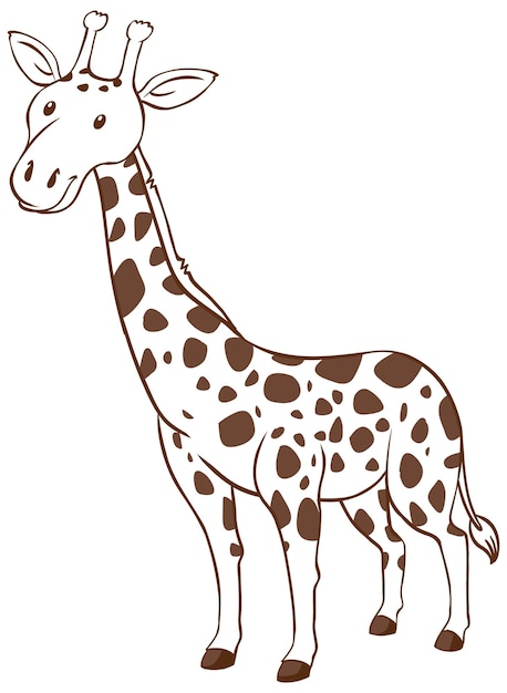 Vecteur gratuit girafe dans un style simple doodle sur fond blanc