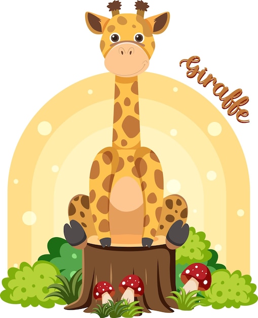 Girafe Mignonne Dans Un Style Plat De Dessin Animé