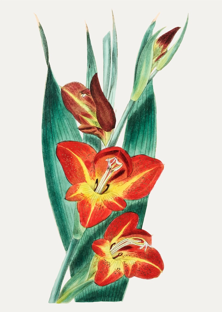 Vecteur gratuit gladiole de perroquet