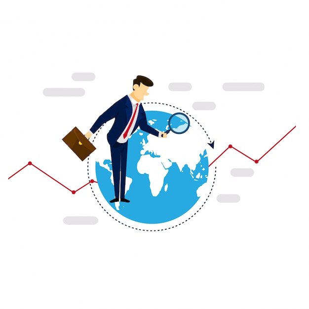 Vecteur gratuit global research homme d'affaires stratégie illustration concept