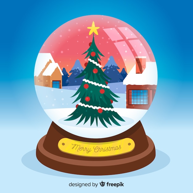 Globe Boule De Neige De Noël Dessiné Main Créative