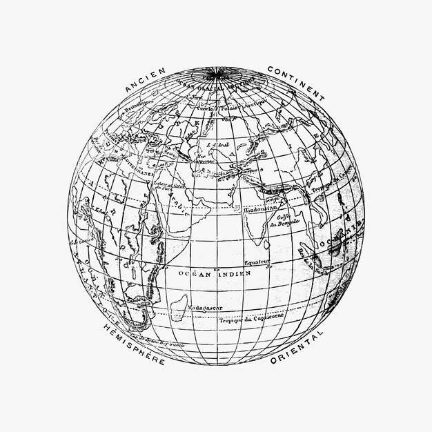 Le globe dessin vintage