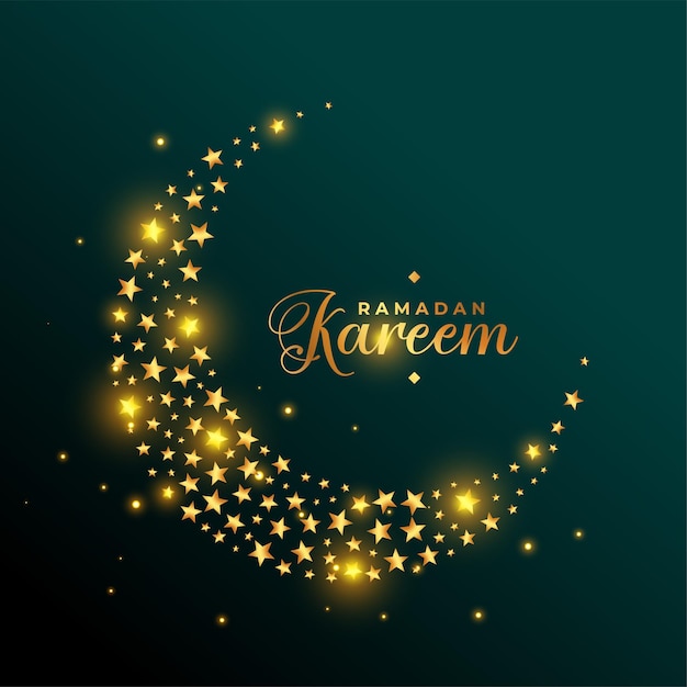 Golden Star Moon Ramadan Kareem Eid Festival Salutation