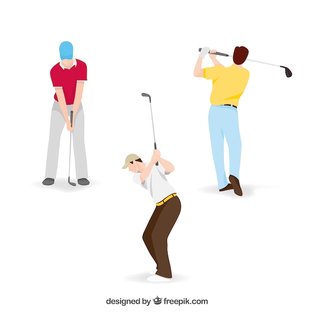 Vecteur gratuit golf swing collection de trois