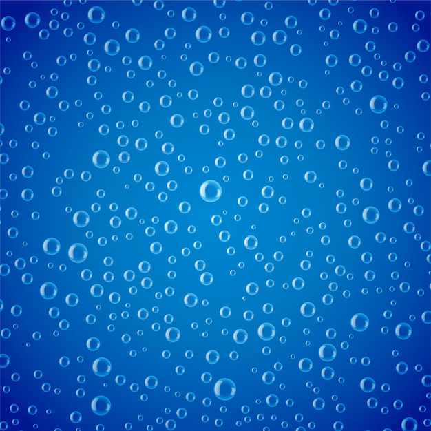 Vecteur gratuit goutte de pluie ou bulles d'eau fond bleu