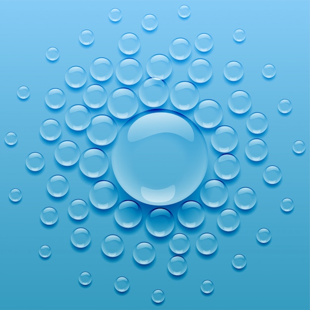 Vecteur gratuit gouttelettes d'eau sur fond bleu