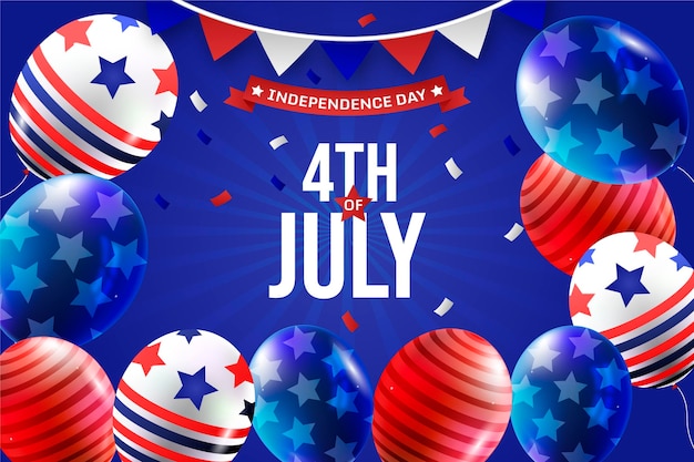 Vecteur gratuit gradient 4 juillet - fond de ballons de fête de l'indépendance