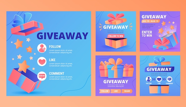 Vecteur gratuit gradient entrez pour gagner un post instagram