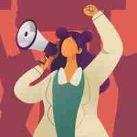 Vecteur gratuit gradient girl using megaphone china protests illustration