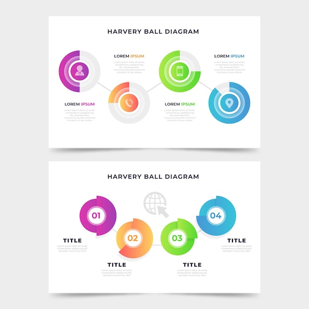 Vecteur gratuit gradient harvey ball diagramme infographique