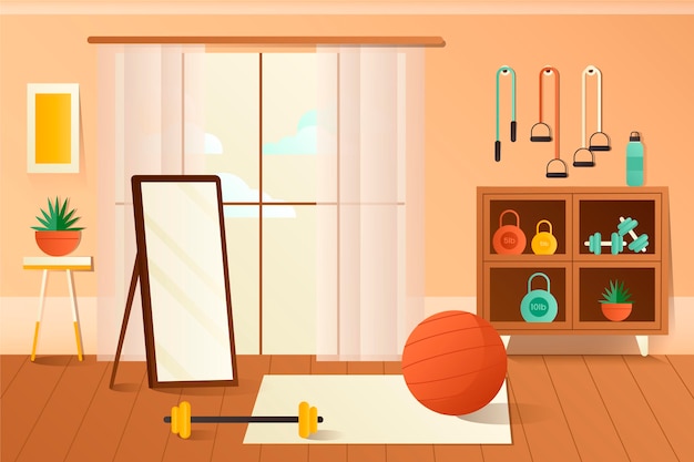 Vecteur gratuit gradient home gym illustré