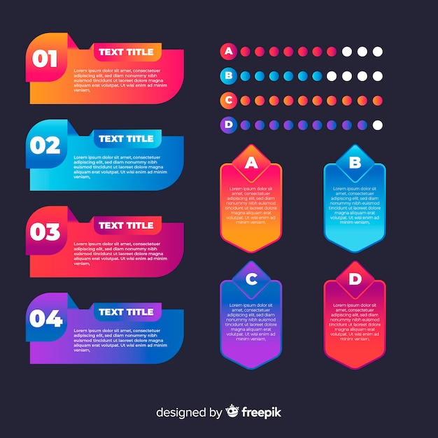 Gradient infographie ensemble d'éléments