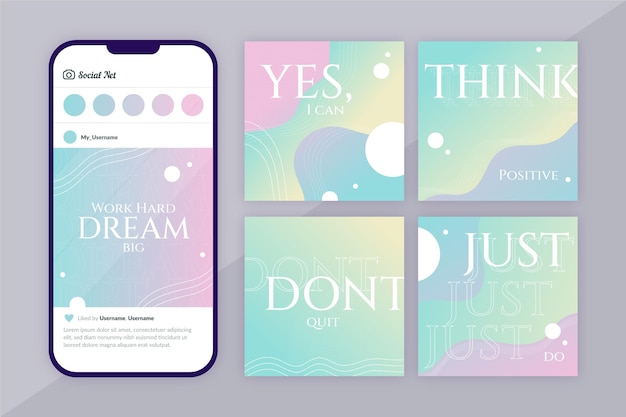 Gradient Inspirational Citations Instagram Post Collection