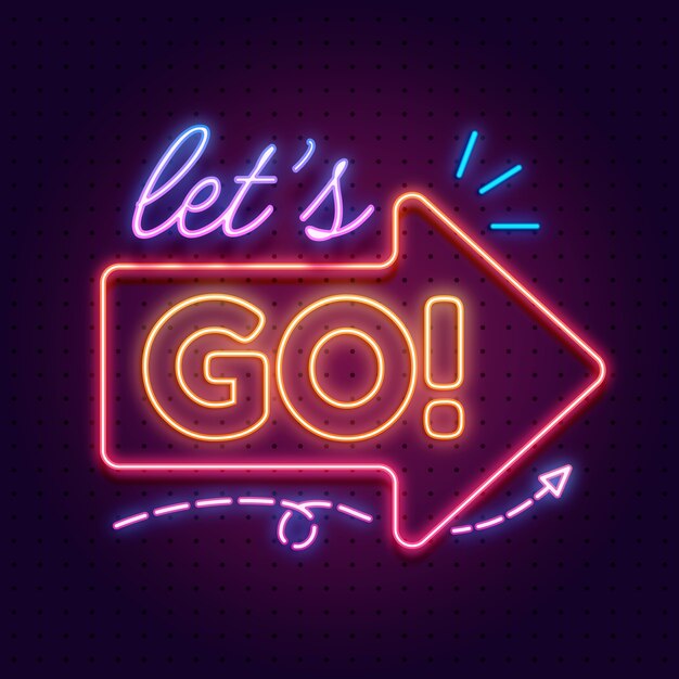 Gradient lettering let's go message