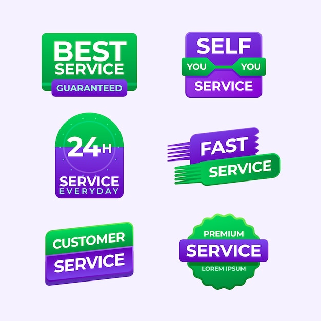 Vecteur gratuit gradient notre collection d'étiquettes de services