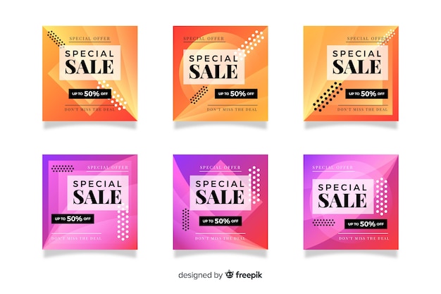 Vecteur gratuit gradient sale instagram post collection