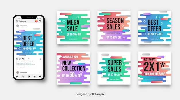 Vecteur gratuit gradient sale instagram post collection