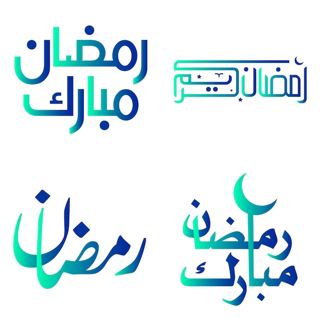 Vecteur gratuit gradient vert et bleu ramadan kareem vector design pour le mois de jeûne islamique avec calligraphie élégante
