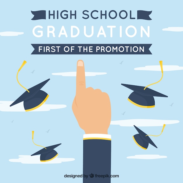 Vecteur gratuit graduation background with mortarboards