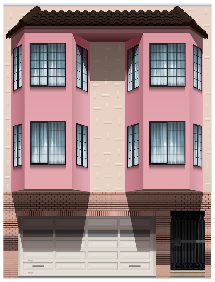 Vecteur gratuit un grand bâtiment rose