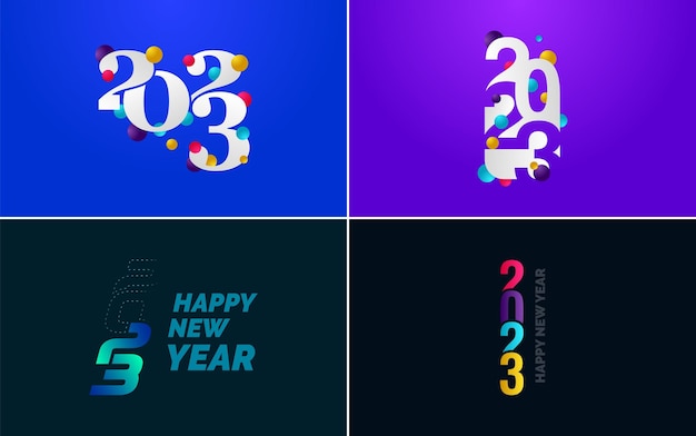 Grand Ensemble De 2023 Happy New Year Logo Texte Design 2023 Modèle De Conception De Nombre Collection De 2023 Happy New Year Symboles Nouvel An Illustration Vectorielle