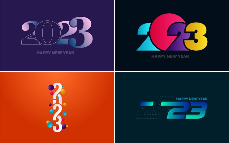 Vecteur gratuit grand ensemble de 2023 happy new year logo texte design 2023 modèle de conception de nombre collection de 2023 happy new year symboles nouvel an illustration vectorielle