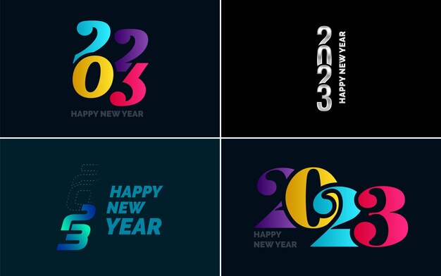 Grand ensemble de 2023 Happy New Year logo texte design 2023 modèle de conception de nombre Collection de 2023 Happy New Year symboles Nouvel An Illustration vectorielle