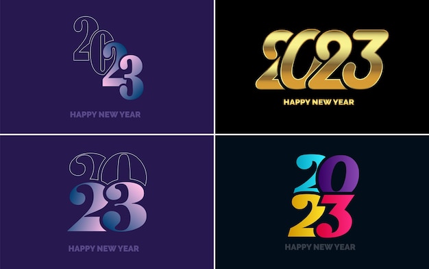 Grand ensemble de 2023 Happy New Year logo texte design 2023 modèle de conception de nombre Collection de 2023 Happy New Year symboles Nouvel An Illustration vectorielle