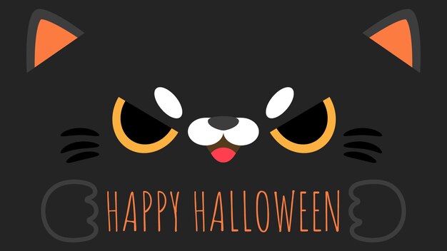 Grand Fond D Ecran De Visage De Chat Noir D Halloween Vecteur Premium
