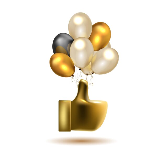 Grand signe d'or sur des ballons sur fond blanc Vector