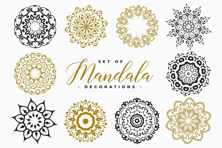 Vecteur gratuit grande collection de décoration de motifs de mandala