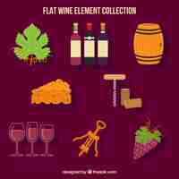 Vecteur gratuit grande collection de plats d'éléments de vin