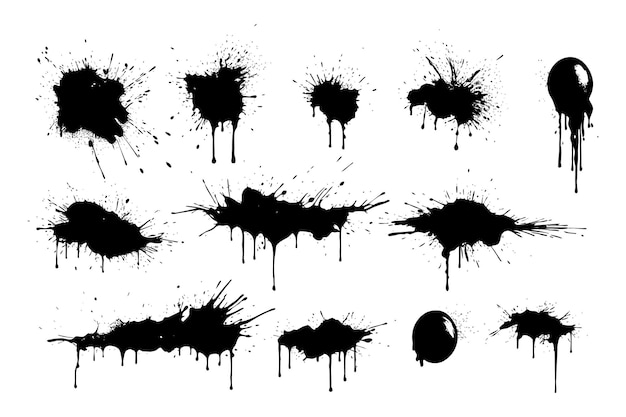 Vecteur gratuit grande collection de splats d'encre détaillés