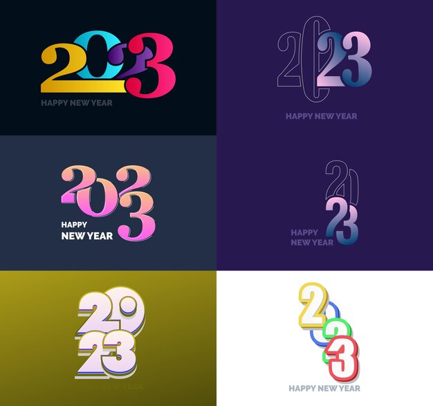 Grande collection de symboles de bonne année 2023 Couverture du journal d'affaires pour 2023 avec souhaits