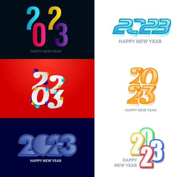 Grande collection de symboles de bonne année 2023 Couverture du journal d'entreprise pour 2023 avec souhaits Illustration vectorielle du nouvel an