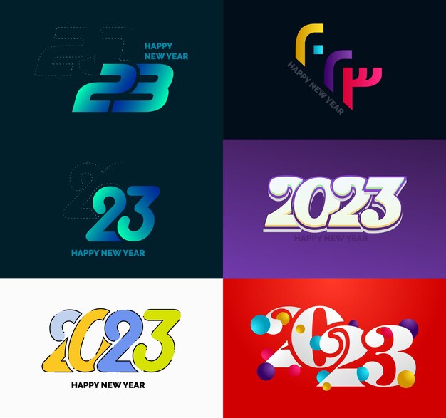 Grande collection de symboles de bonne année 2023 Couverture du journal d'entreprise pour 2023 avec souhaits Illustration vectorielle du nouvel an