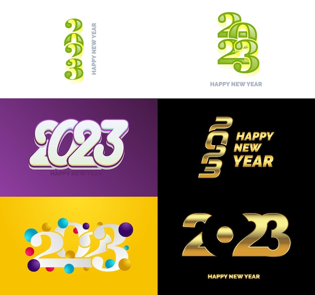 Vecteur gratuit grande collection de symboles de bonne année 2023 couverture du journal d'entreprise pour 2023 avec souhaits illustration vectorielle du nouvel an