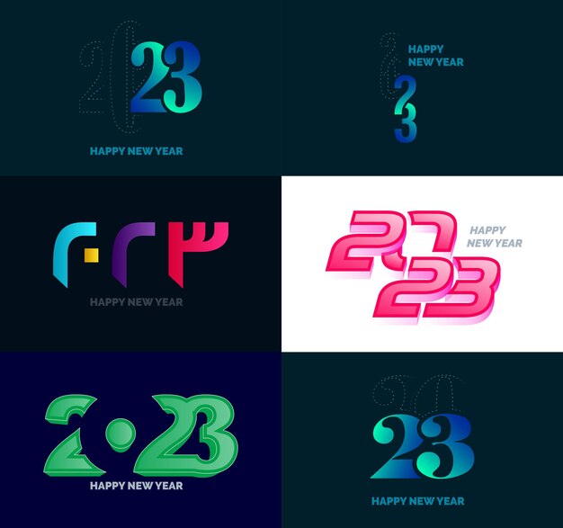 Grande collection de symboles de bonne année 2023 Couverture du journal d'entreprise pour 2023 avec souhaits Illustration vectorielle du nouvel an