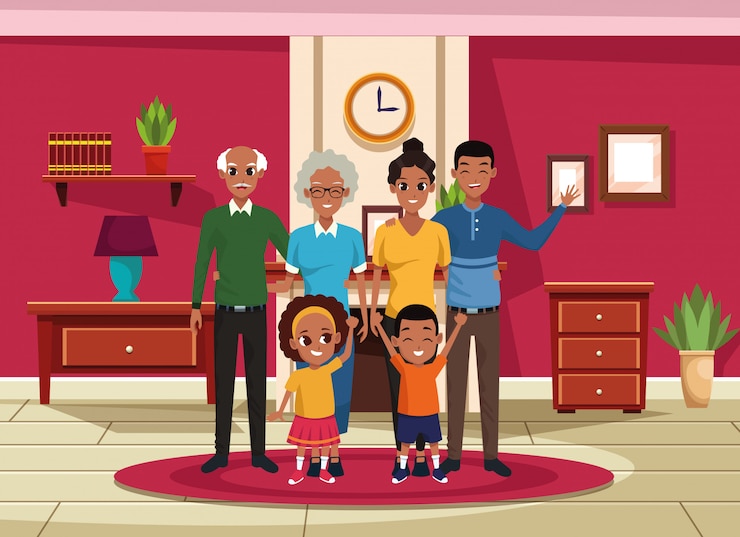 Vecteur gratuit grands dessins de famille, dessins animés de parents et d&#39;enfants