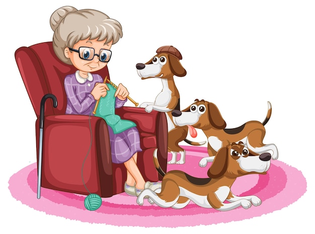 Granny Tricot Et Chiens Beagle