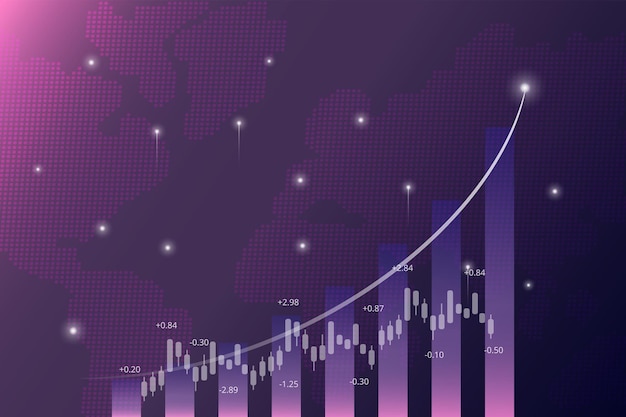 Vecteur gratuit graphique sur la carte du monde marché boursier ou fond de concept de trading forex