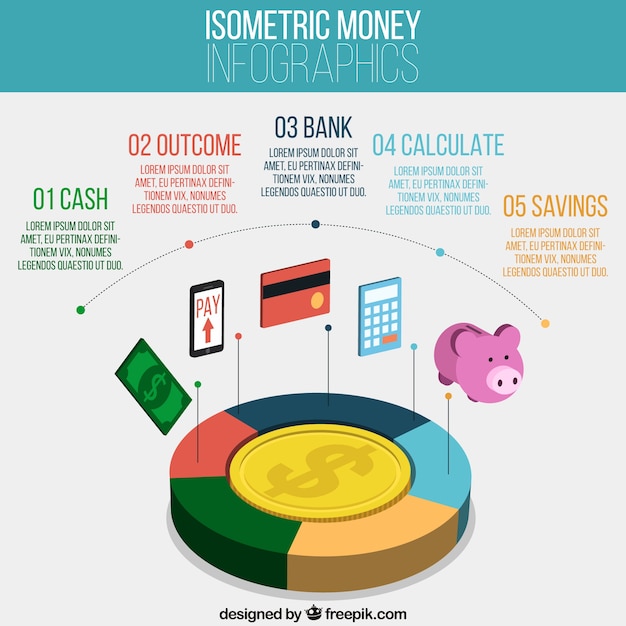 Vecteur gratuit graphique avec des éléments d'argent infographiques