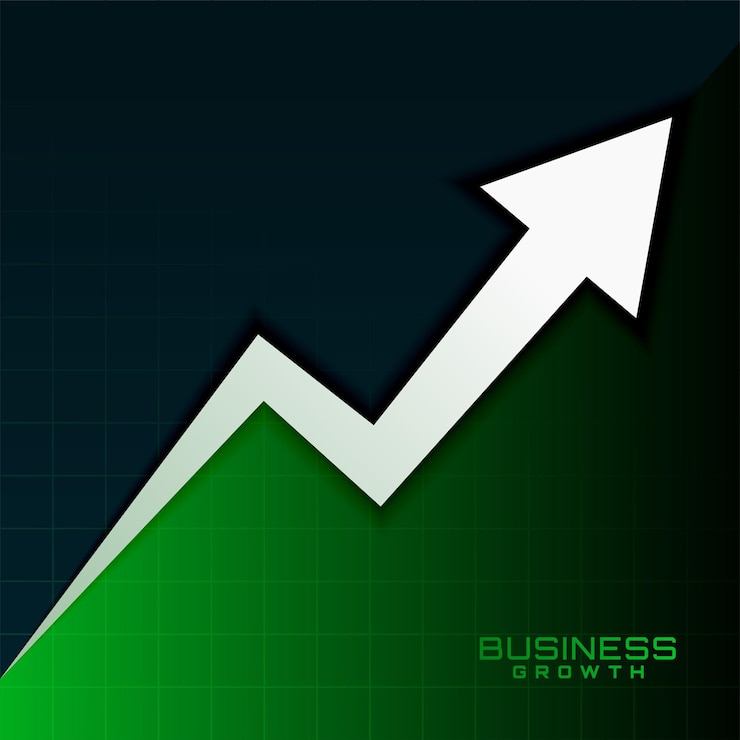 Vecteur gratuit graphique de négociation boursière financière avec flèche de croissance ascendante