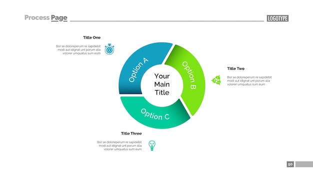 Vecteur gratuit graphique à secteurs avec trois options