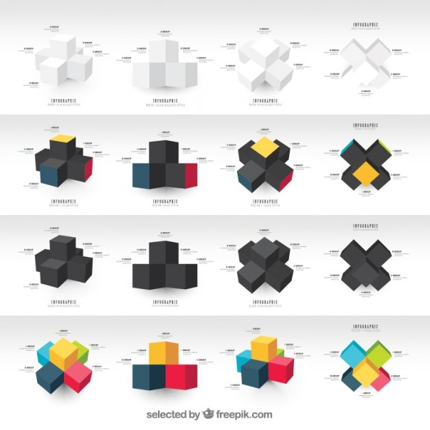 Vecteur gratuit graphiques avec des cubes