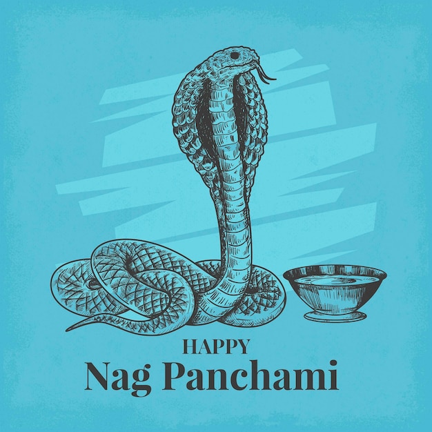 Gravure illustration de panchami nag dessiné à la main