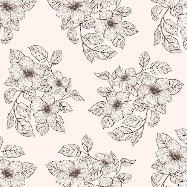 Gravure motif botanique dessiné à la main